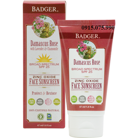 Badger Lotion chống nắng hàng ngày SPF 25 Face Sunscreen Lotion