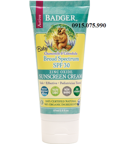 Badger Kem chống nắng an toàn với trẻ em Baby Sunscreen Cream SPF30