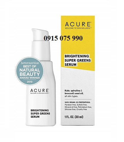 Acure serum làm sáng da ưu việt từ thiên nhiên brightening super greens