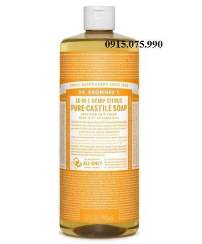 Drbronner nước làm sạch hữu cơ hương cam quýt 946ml