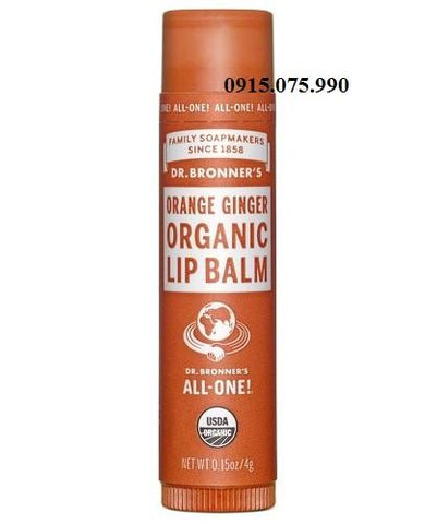 Dr Bronner Sáp dưỡng môi hữu cơ hương cam gừng Organic Orange Ginger Lip Balm