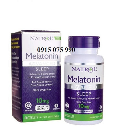 Natrol Melatonin 10mg Thuốc điều trị mất ngủ vị cam chanh 60v